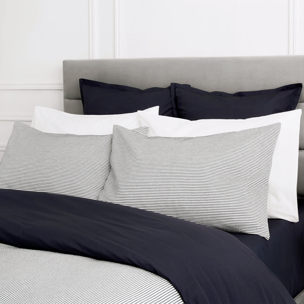 Chalet Stripe White/Marine by Cuddle Down  - Made In Canada