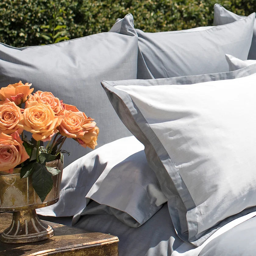 Chambray | Sateen 100% Extra-Long Staple Cotton Bed Sheet by St Geneve - Fabric From Italy Sewn In Canada