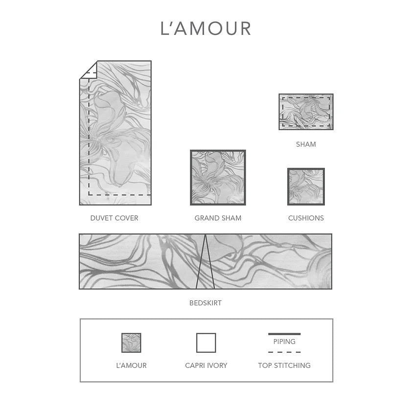 L’Amour | Jacquard Bedding by St Geneve Fine Linen Fabric From Italy Sewn In Canada