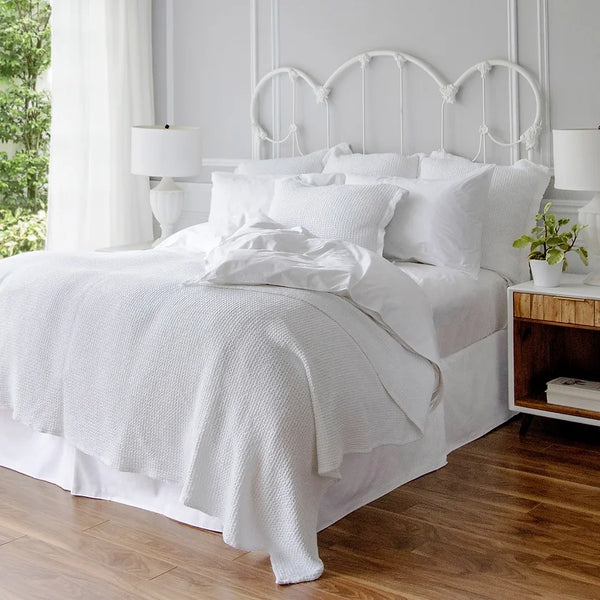 Michelle White Waffle Throw & Coverlet by St Geneve Fine Linen Mad