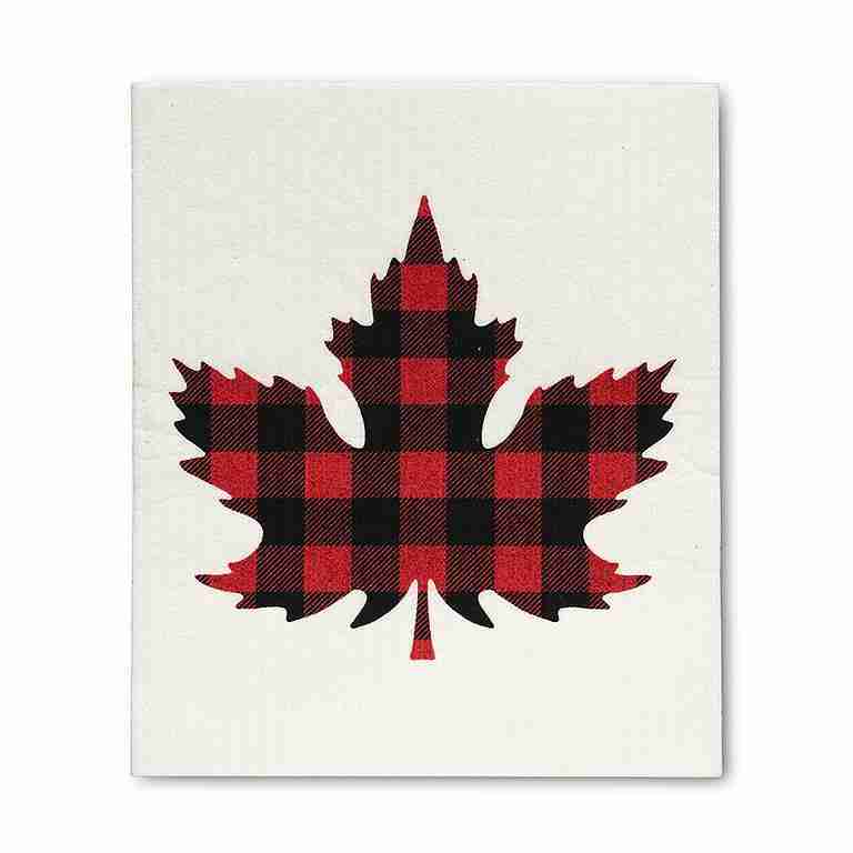 Buffalo Check Maple Leaf Dishcloths. Set of 2