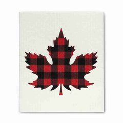 Buffalo Check Maple Leaf Dishcloths. Set of 2