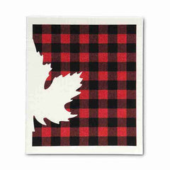 Buffalo Check Maple Leaf Dishcloths. Set of 2