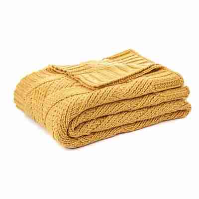 Zig Zag Knitted Yellow Throw by BRUNELLI
