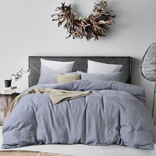 BLUE HEATHER FRENCH LINEN DUVET COVER SET