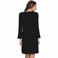 Black Bamboo A-Line Long Sleeve Nightdress