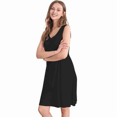 Black Bamboo A-Line Sleeveless Nightdress