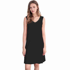 Black Bamboo A-Line Sleeveless Nightdress