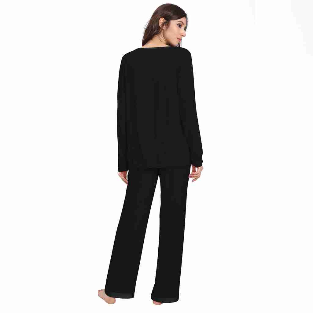 Black Bamboo Long Sleeve Pj's