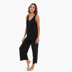 Black Bamboo Sleeveless Capri Set