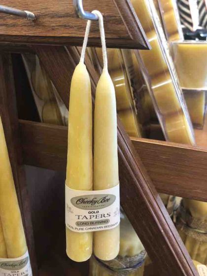 Cheeky Bee Beeswax 12" Taper- Gold