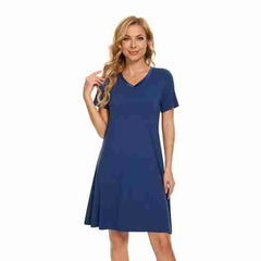 French Blue Bamboo A-Line Short Sleeve Nightdress