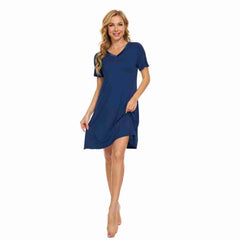 French Blue Bamboo A-Line Short Sleeve Nightdress