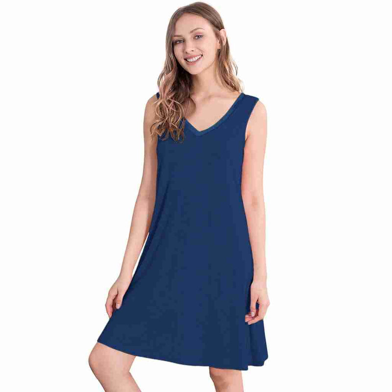 French Blue Bamboo A-Line Sleeveless Nightdress