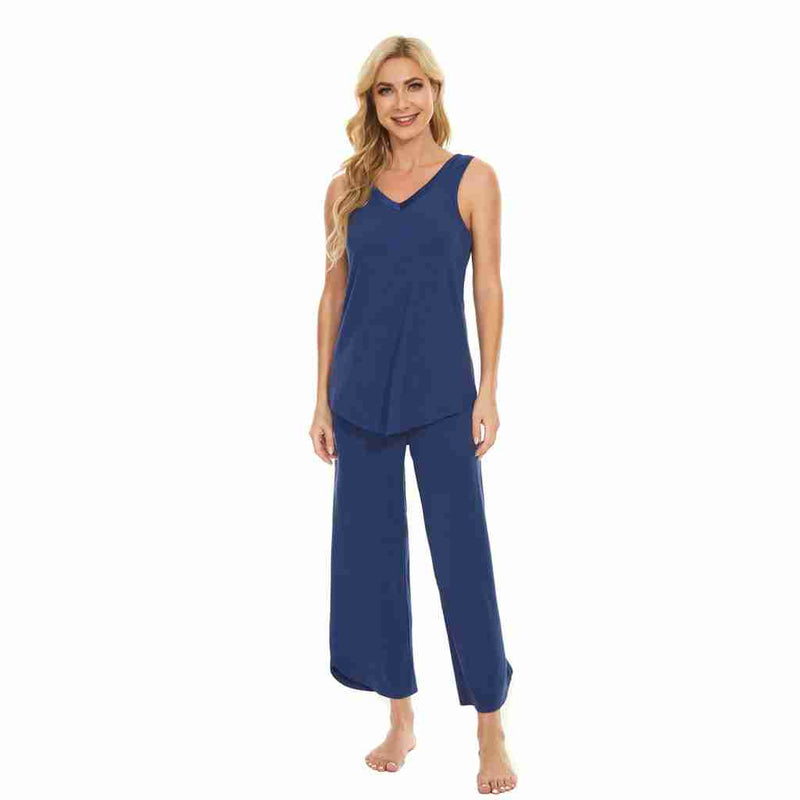 French Blue Bamboo Sleeveless Capri Set