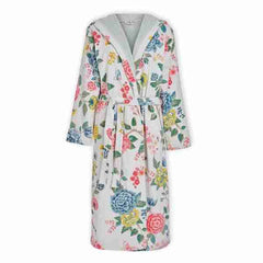 Good Evening White Multicoloured Floral Bathrobe