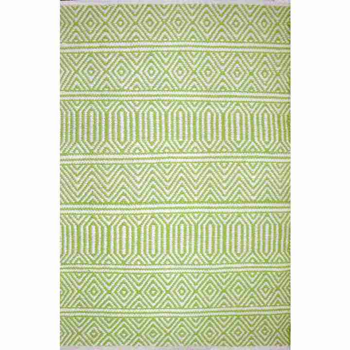 7x9 (200x280 cm) Dhurrie Geo Lime Green