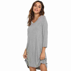 Grey Bamboo A-Line Long Sleeve Nightdress