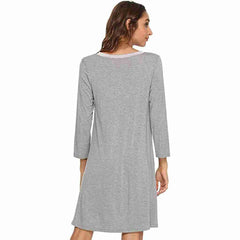 Grey Bamboo A-Line Long Sleeve Nightdress