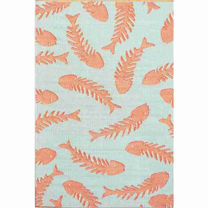 5x8 Mad Mat Fishbones Aqua Salmon FM-FBO58-AS1