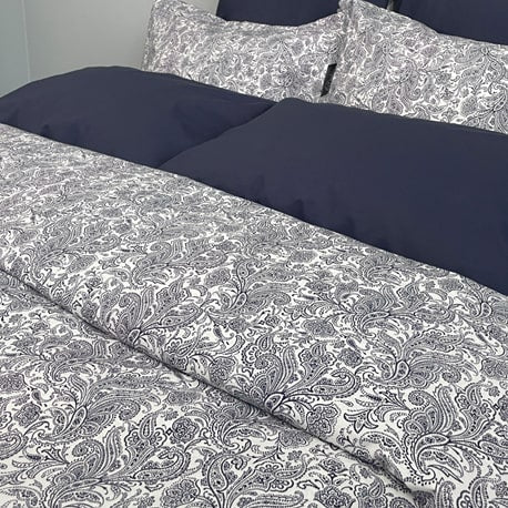 Marine Paisley Bedding by Cuddle Down - Made in Canada