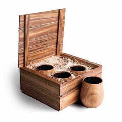 OAK WHISKEY TUMBLERS GIFT CRATE SET OF 2 BY STINSON STUDIO