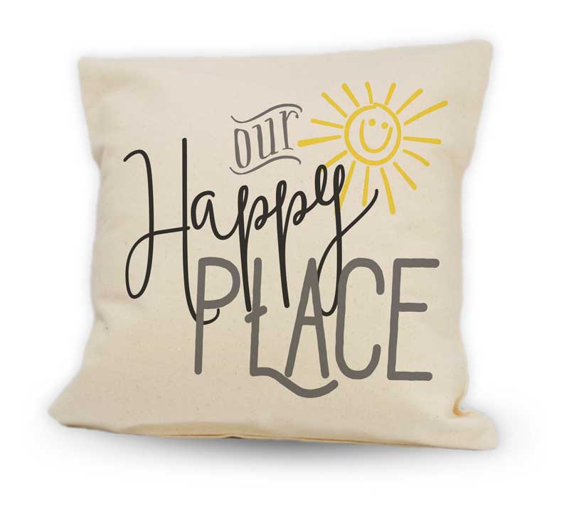 Our Happy Place Cushion 12”x12”