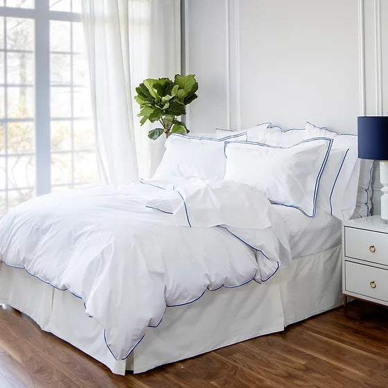 Perla Purled Edge Percale Bedding by St Geneve Fine - Made In Canada