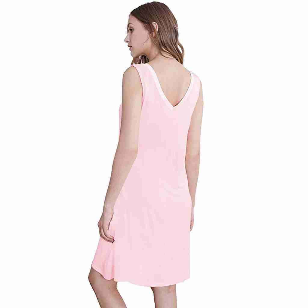Pink Bamboo A-Line Sleeveless Nightdress