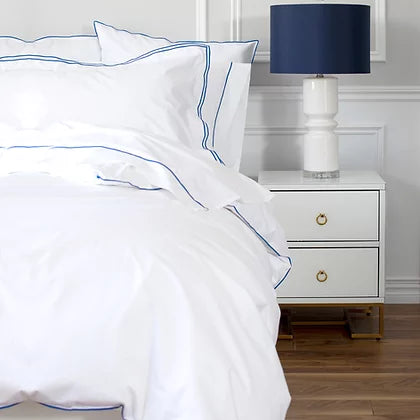 Perla Purled Edge Percale Bedding by St Geneve Fine - Made In Canada