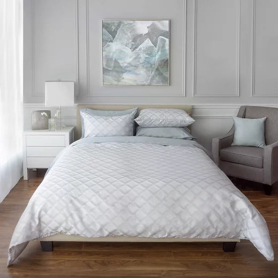 Quadra Jacquard Bedding by St Geneve Fine Linen - Fabric from Italy Sewn in Canada