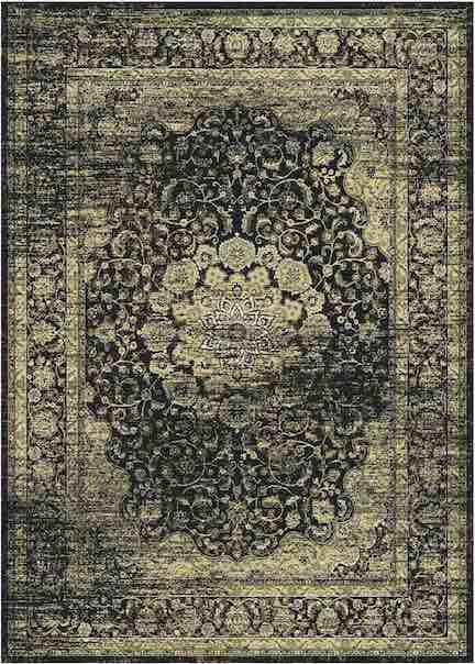 Art Silk Garland Faded Black Rug