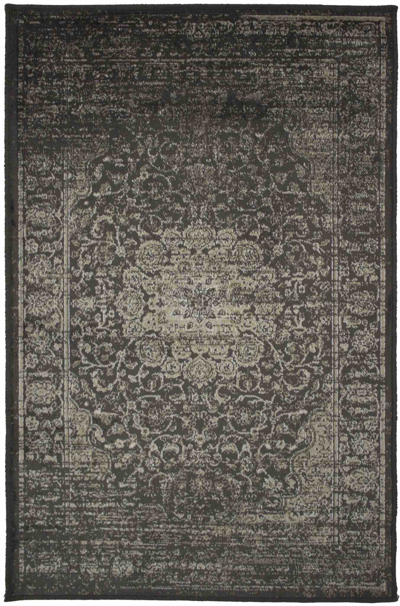 Art Silk Garland Faded Black Rug