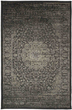 Art Silk Garland Faded Black Rug