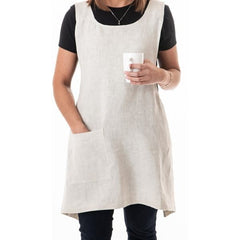 Linen Stone Wash Natural Apron by BRUNELLI