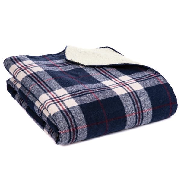 Lumberjack Plaid Navy And Red Throw by BRUNELLI