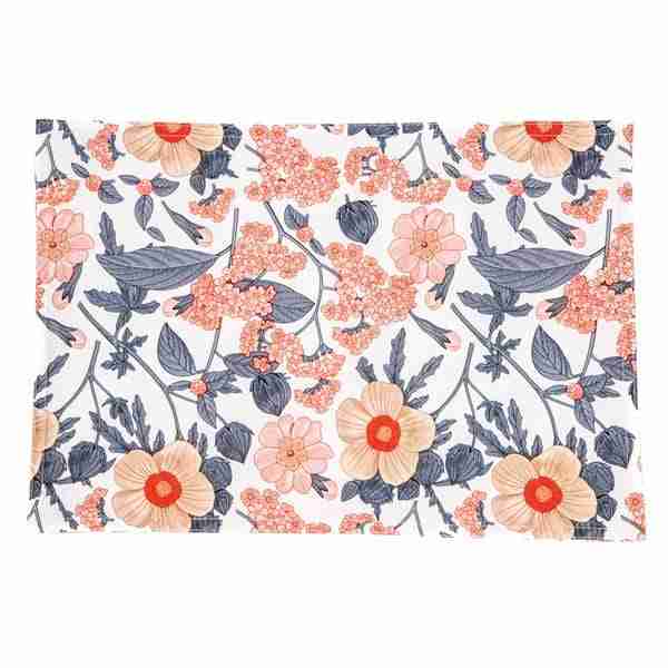 Sakura Coral And Grey Flowered Placemat by KABANE