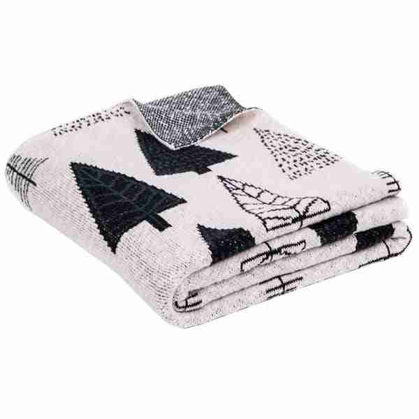 Sapinette Cream Throw With Fir Trees by BRUNELLI