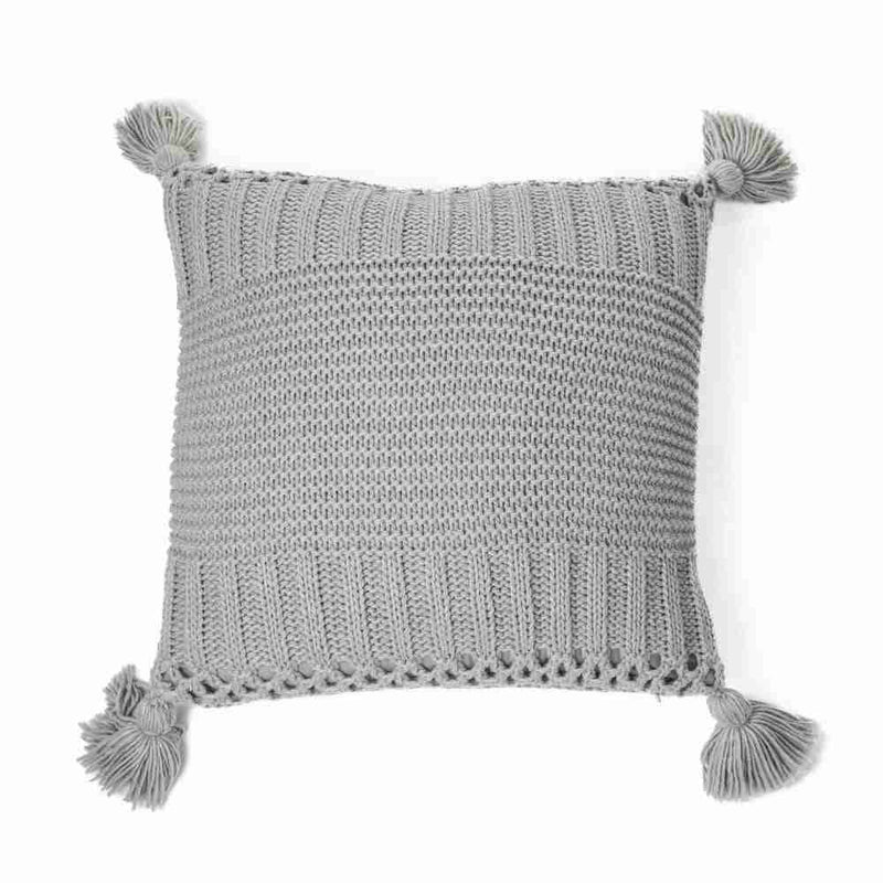 Shawn Taupe Knit Decorative Pillow by BRUNELLI