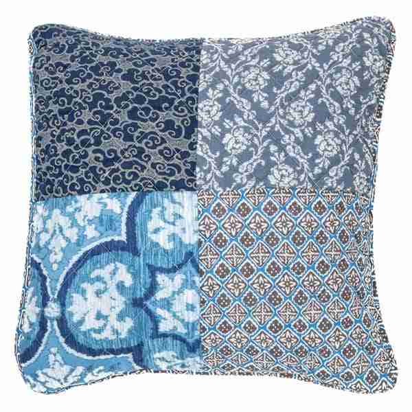 Victorine Blue Patchwork Cushion Cover by BRUNELLI