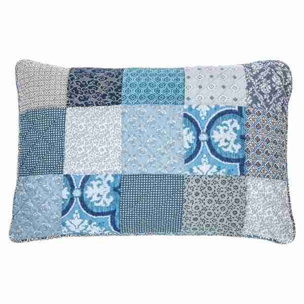 Victorine Blue Patchwork Pillow Sham