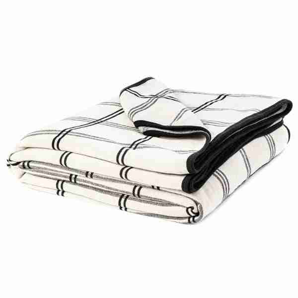 Walter Beige And Black Plaid Throw by BRUNELLI