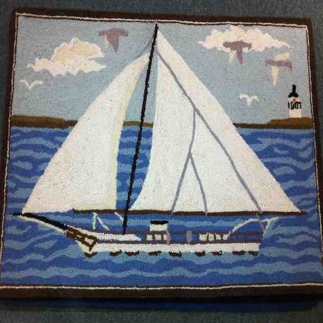 White Sailboat Rug