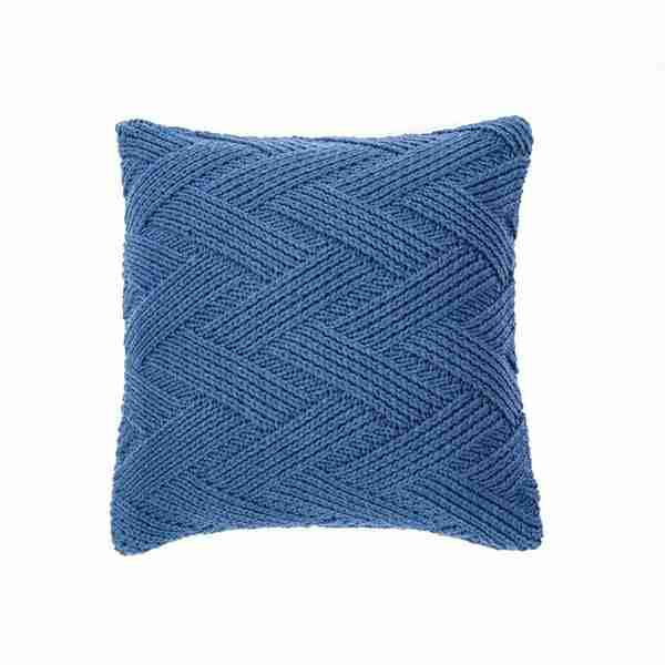 Zig Zag Knitted Blue Decorative Pillow by BRUNELLI