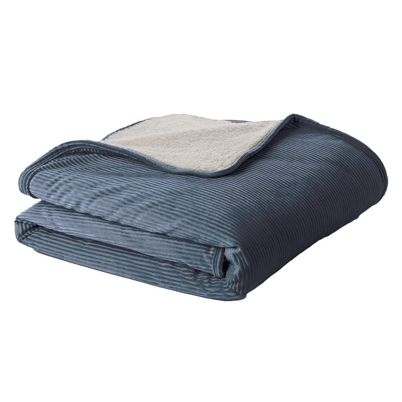 CORDUROY BLUE THROW