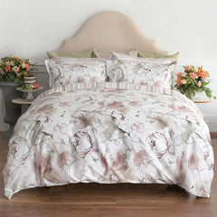 Celine Rose Tea | Printed Sateen Bedding by St Geneve -Fabric from Europe Sewn in Canada