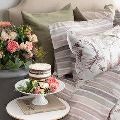 Celine Rose Tea | Printed Sateen Bedding by St Geneve -Fabric from Europe Sewn in Canada