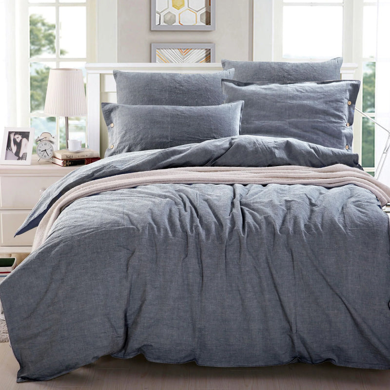 Chambray Duvet Cover Set - Available In 3 Colours