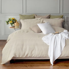 Colette Stripe | Linen Jacquard 100% Linen Bedding by St Geneve Fine Linen - Fabric from Italy Sewn in Canada