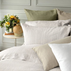 Colette Stripe | Linen Jacquard 100% Linen Bedding by St Geneve Fine Linen - Fabric from Italy Sewn in Canada